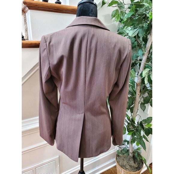 Max Studio Brown Polyester Single Breasted Two Buttons Fitted Blazer 10 NWT $198 - Picture 6 of 12